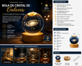 Lámpara LED Bola de Cristal Galaxia USB Base de Madera Decorativa