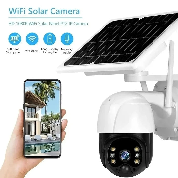 Cámara de Seguridad Inteligente Solar WiFi PTZ (Control por Celular) + Envío Gratis